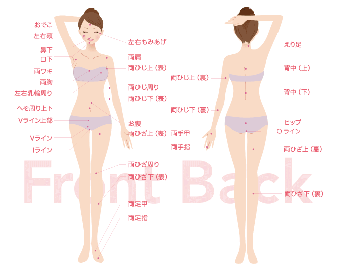 シースリー府中桜通り店は全身53ヶ所脱毛